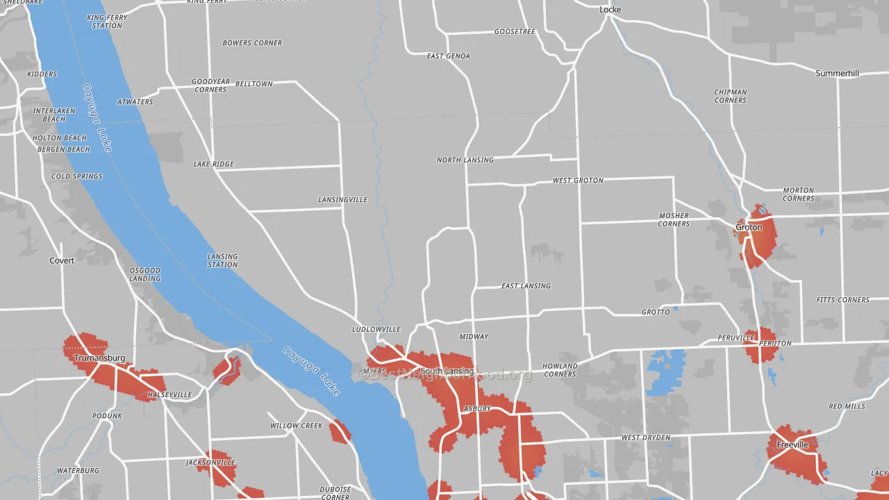 Transit Grade map of Lansing, NY