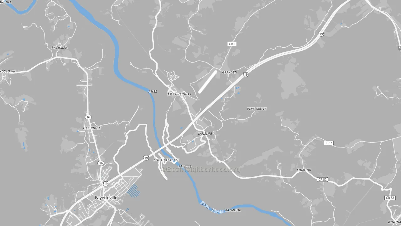 Transit Grade map of Lansing, WV