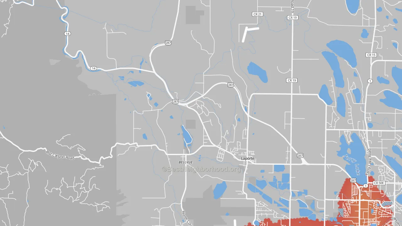 Transit Grade map of Laporte, CO
