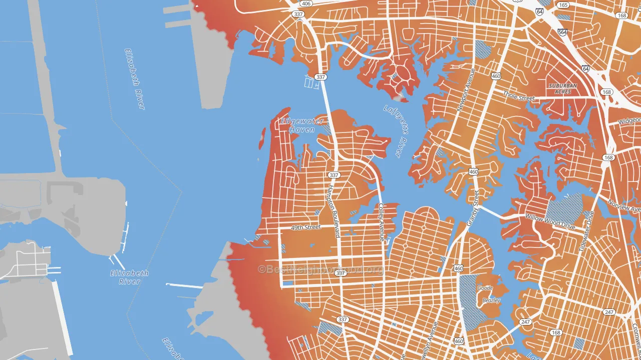 Transit Grade map of Larchmont-Edgewater, Norfolk, VA