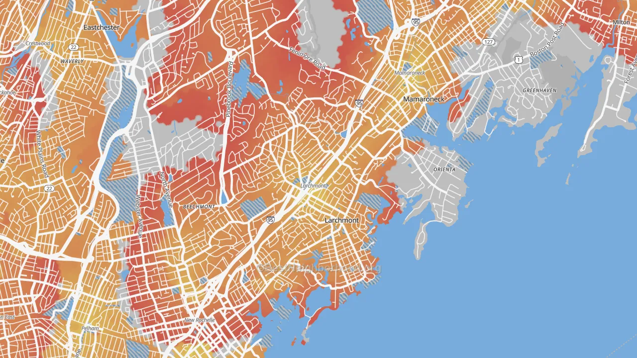 Transit Grade map of Larchmont, NY