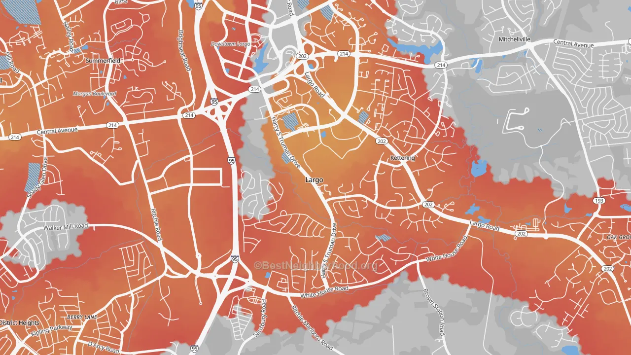 Transit Grade map of Largo, MD