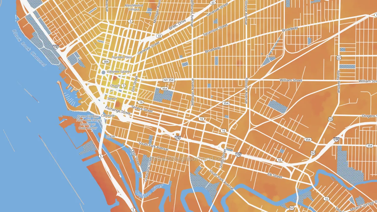 Transit Grade map of Larkinville, Buffalo, NY