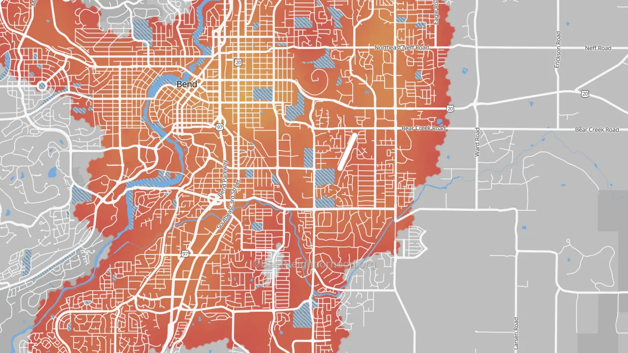 Transit Grade map of Larkspur, Bend, OR
