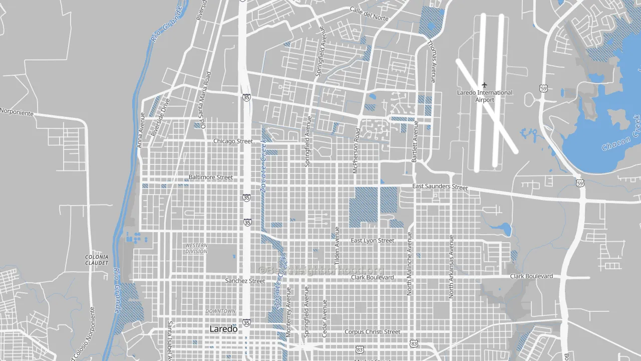 Transit Grade map of Las Cruces, Laredo, TX