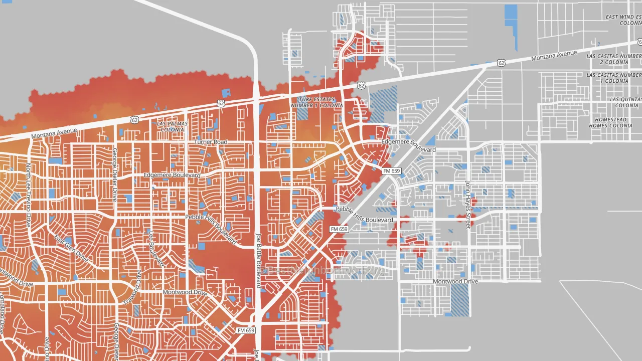 Transit Grade map of Las Tierras, El Paso, TX