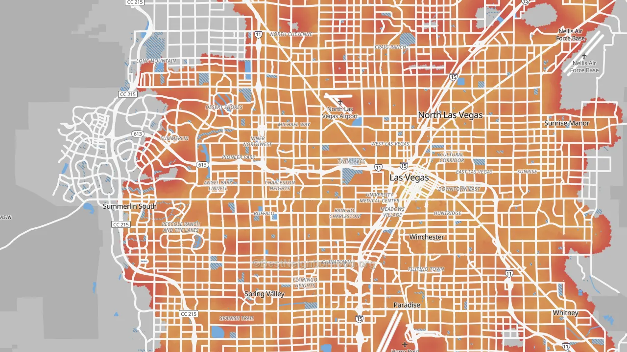 Transit Grade map of Las Vegas, NV