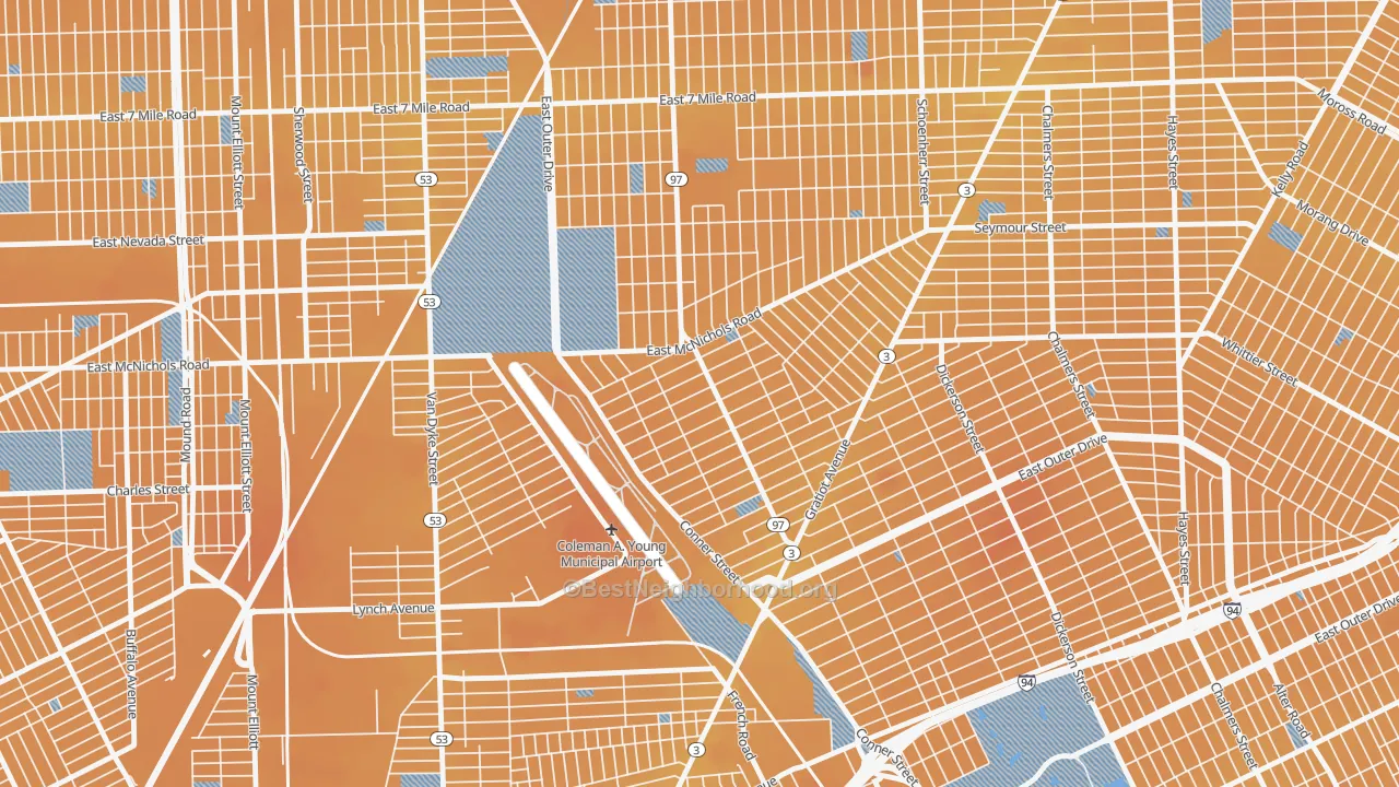 Transit Grade map of Lasalle College Park, Detroit, MI