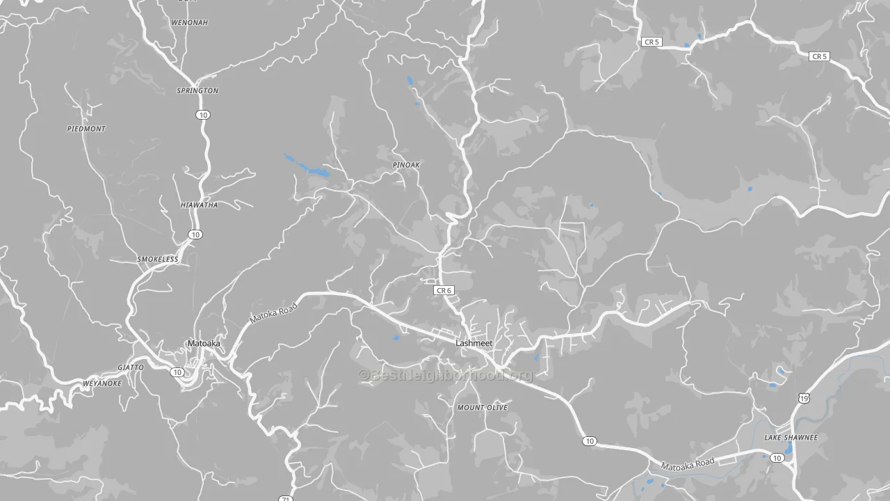 Transit Grade map of Lashmeet, WV