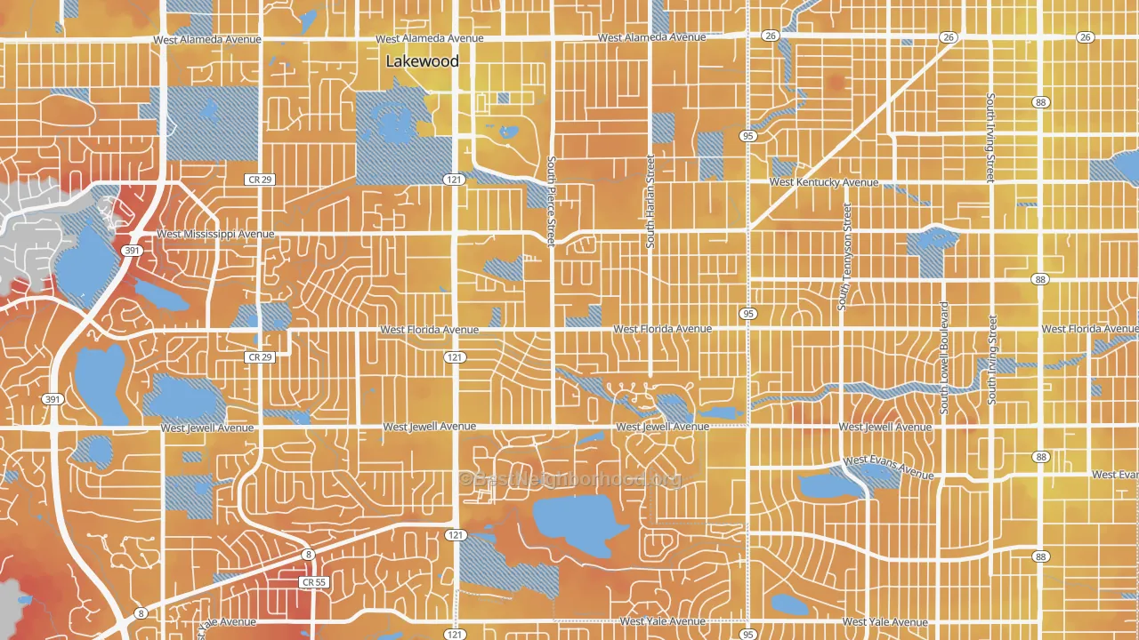 Transit Grade map of Lasley, Lakewood, CO