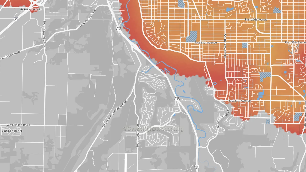 Transit Grade map of Latah Valley, Spokane, WA