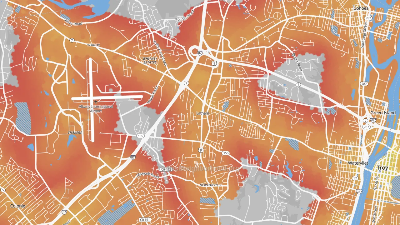 Transit Grade map of Latham, NY