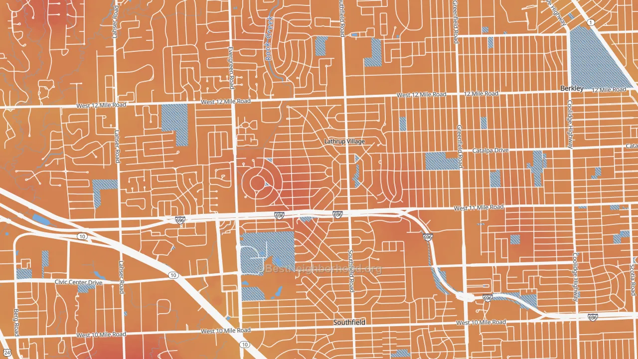 Transit Grade map of Lathrup Village, MI