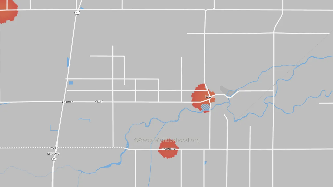 Transit Grade map of Laton, CA