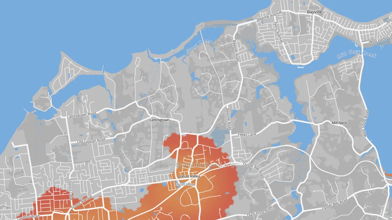 Transit Grade map of Lattingtown, NY
