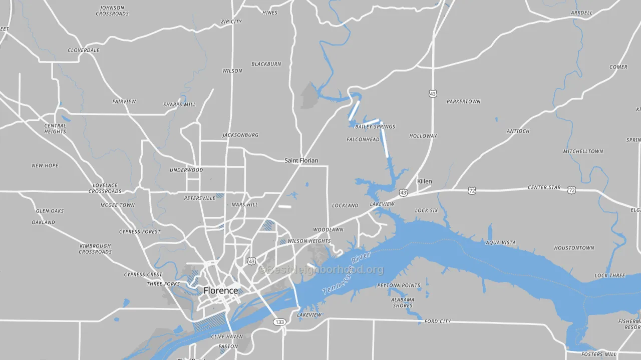Transit Grade map of Lauderdale County, AL