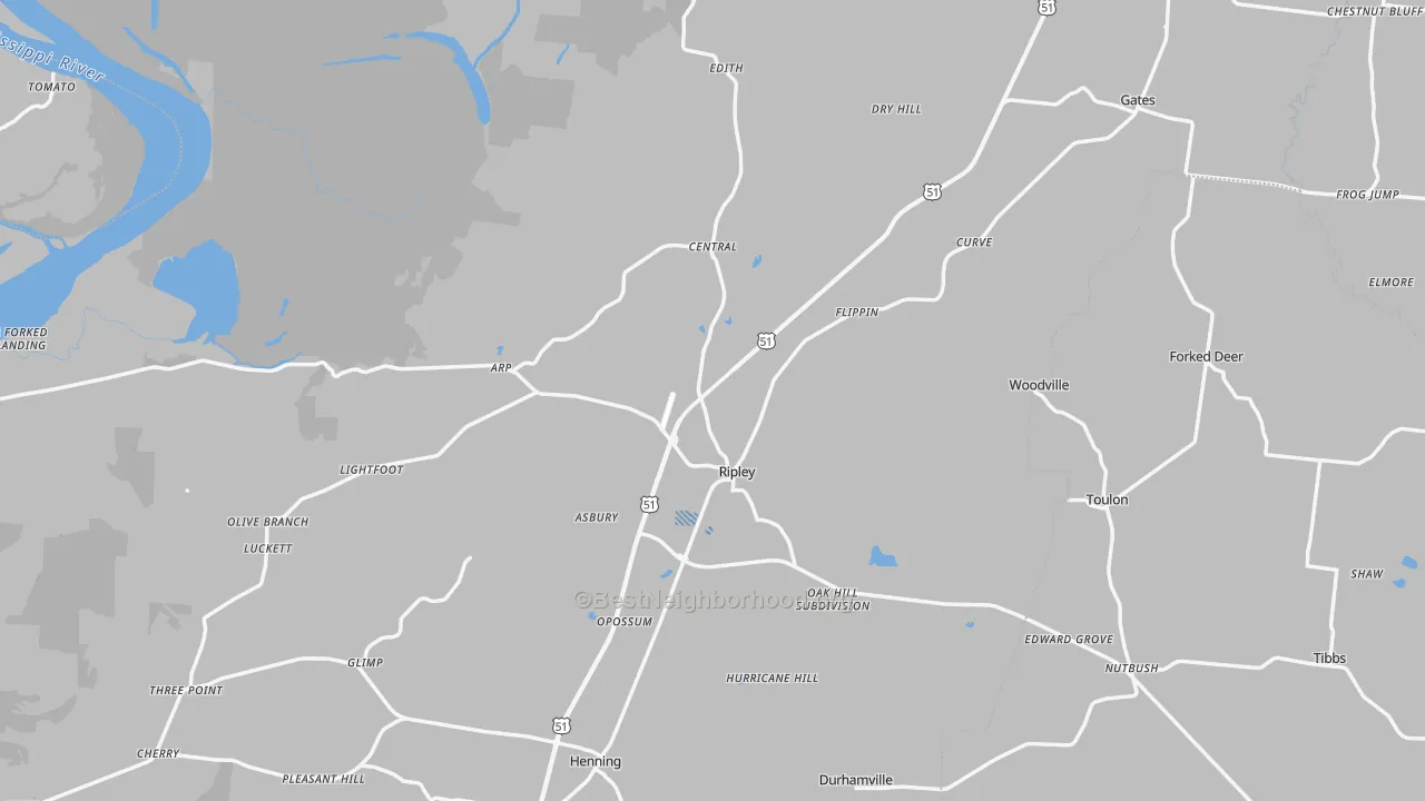 Transit Grade map of Lauderdale County, TN