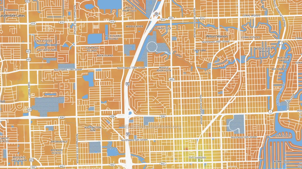 Transit Grade map of Lauderdale Manors, Fort Lauderdale, FL