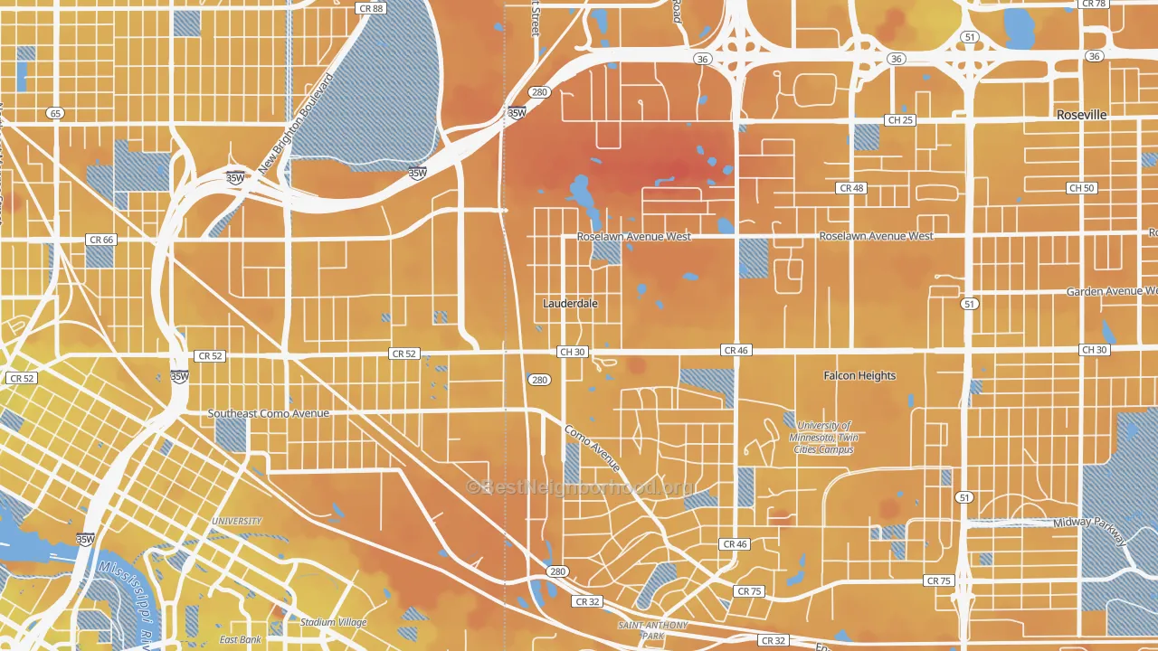 Transit Grade map of Lauderdale, MN