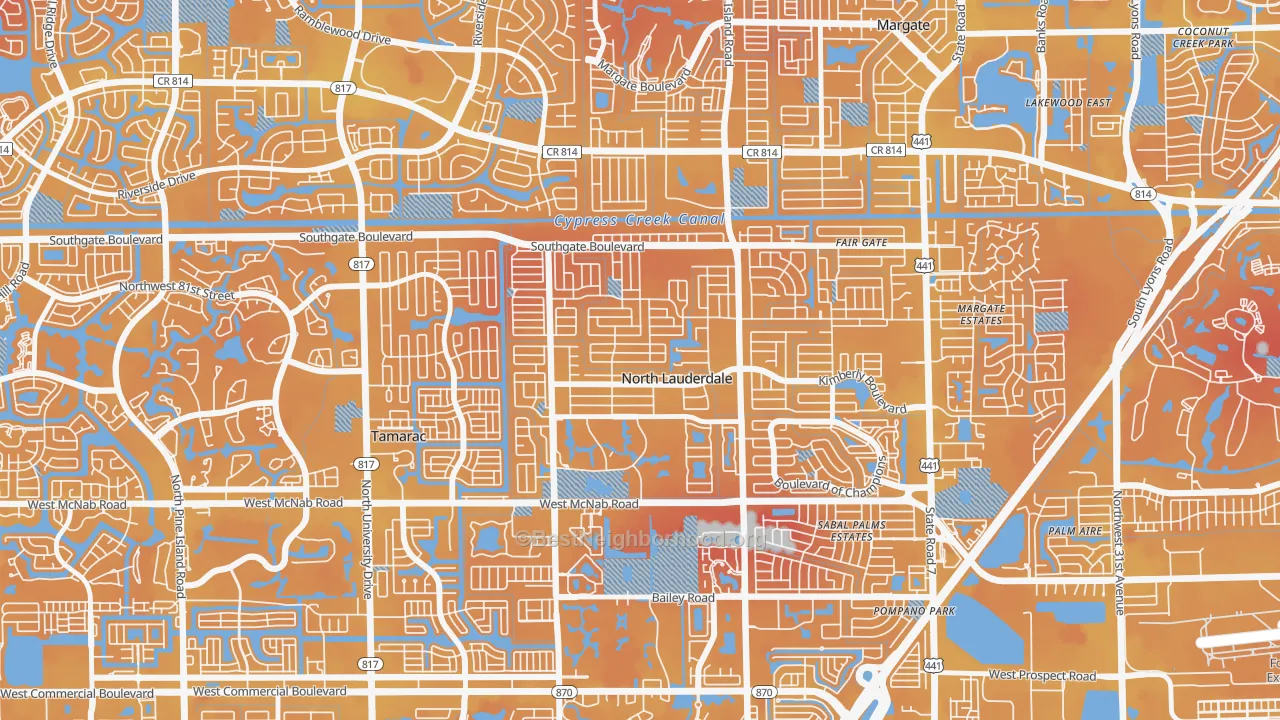 Transit Grade map of Lauderdale North Park, North Lauderdale, FL