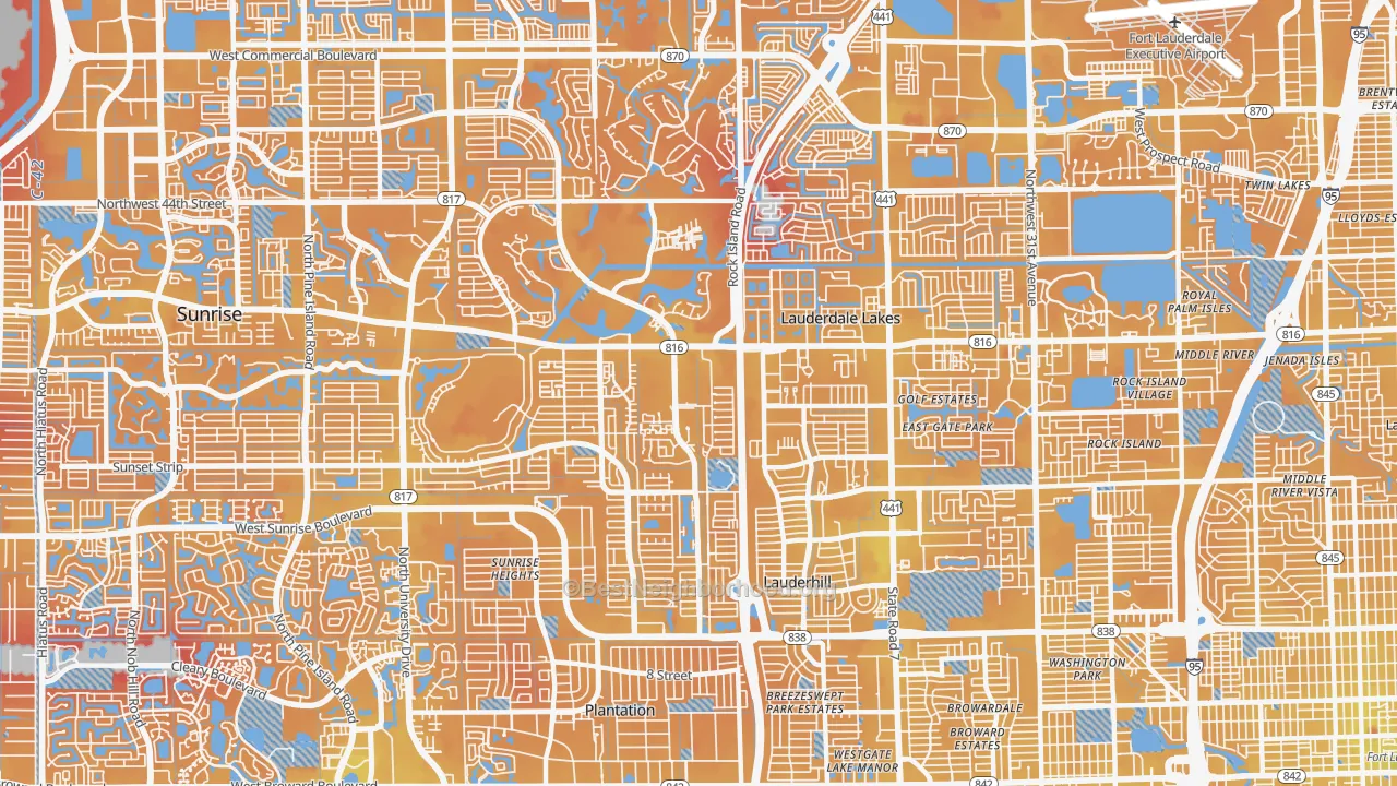 Transit Grade map of Lauderhill, FL