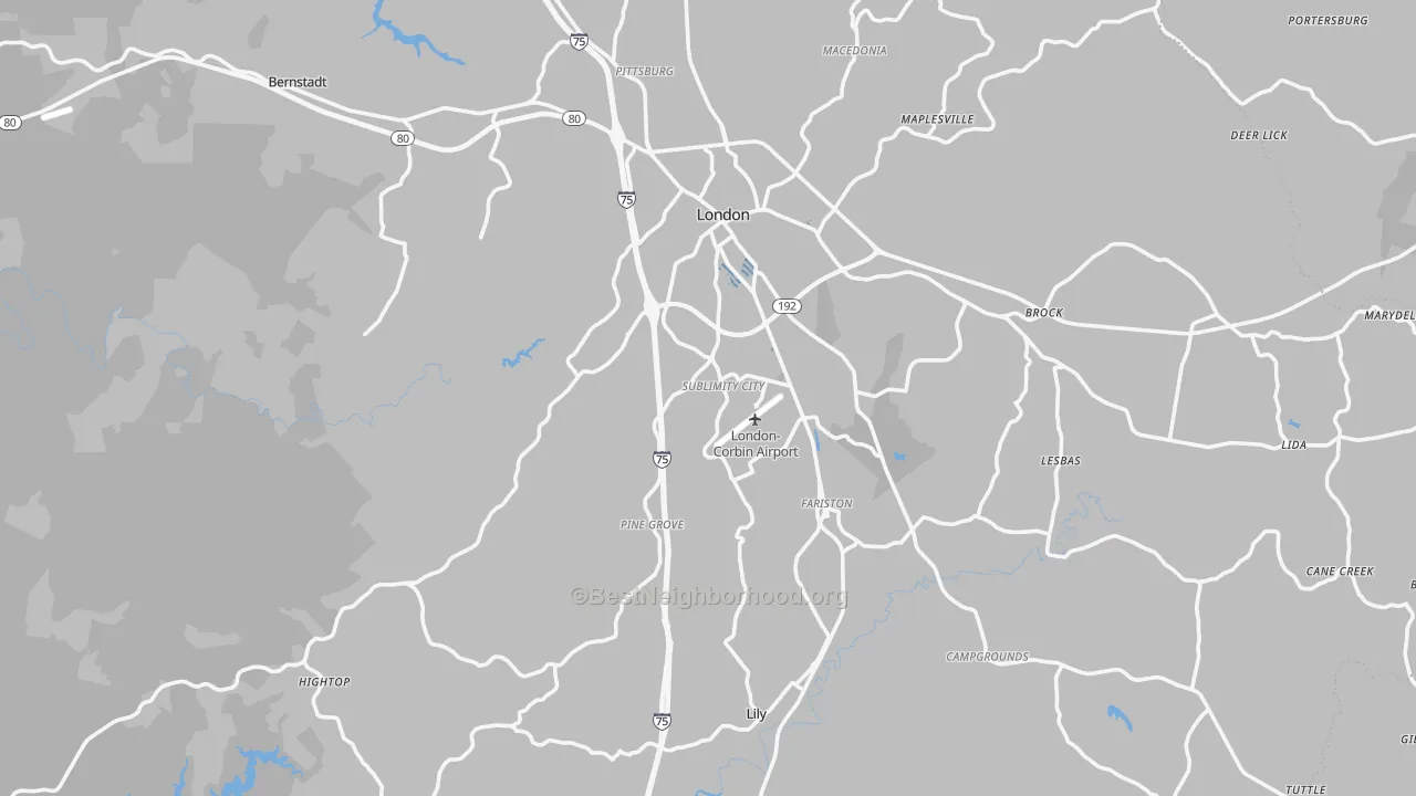 Transit Grade map of Laurel County, KY