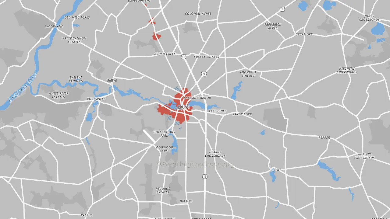 Transit Grade map of Laurel, DE