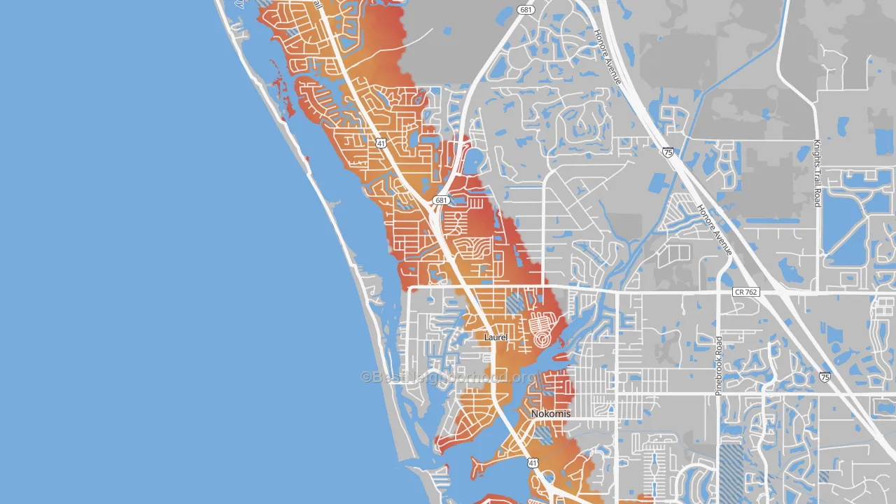 Transit Grade map of Laurel, FL