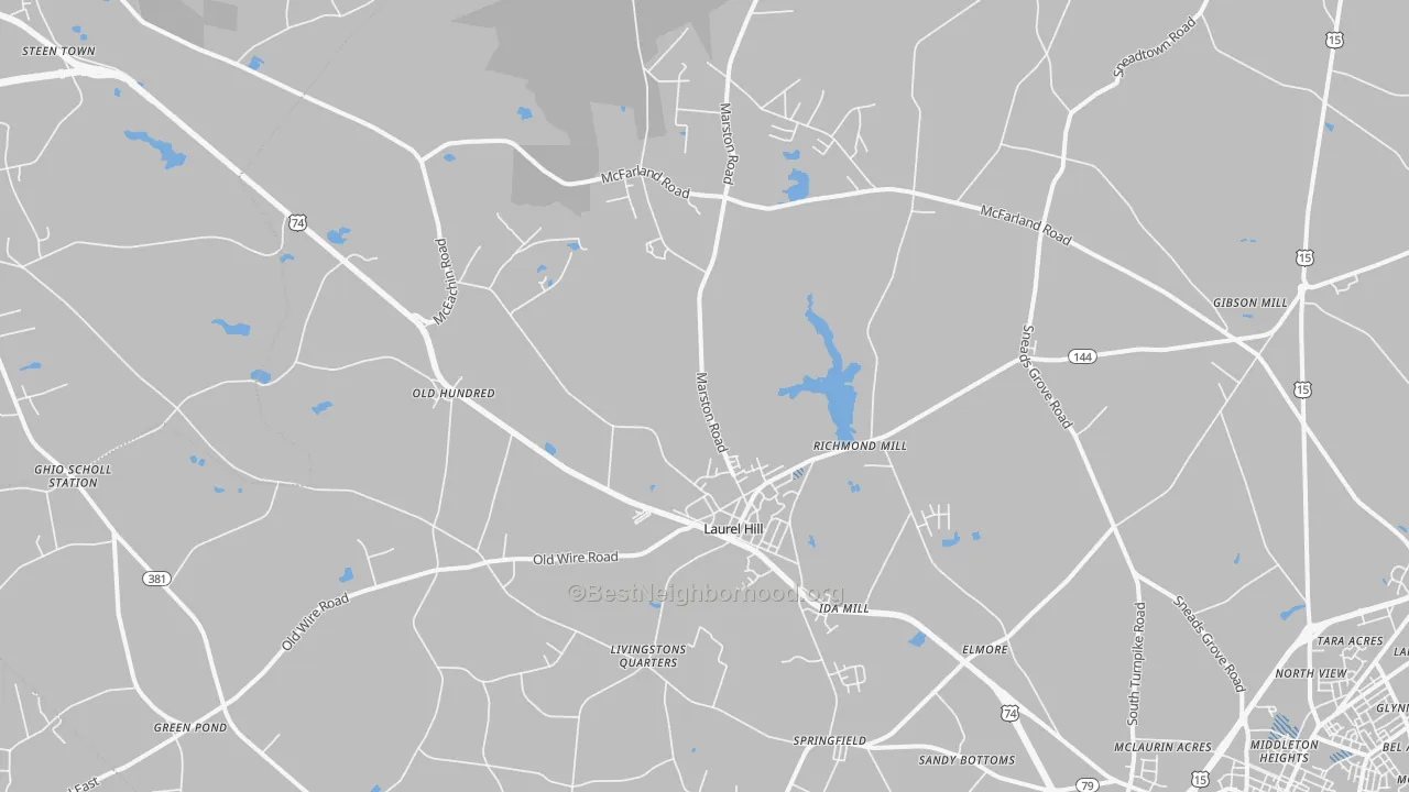Transit Grade map of Laurel Hill, NC