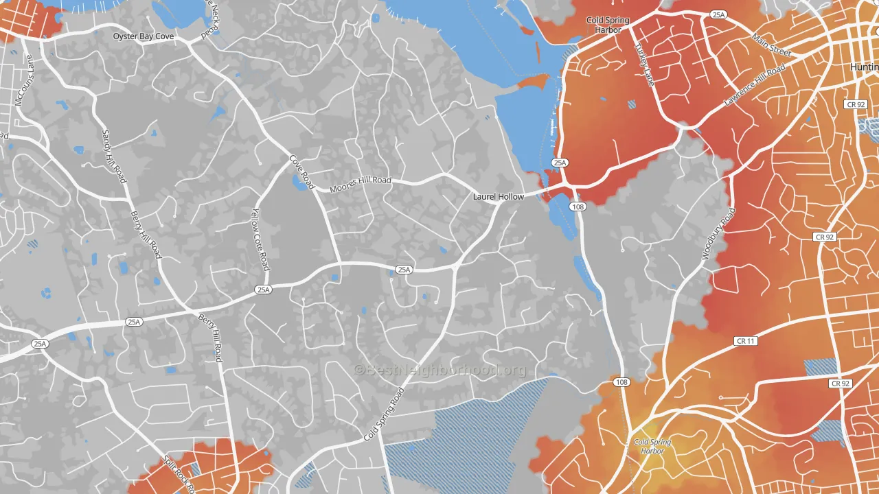 Transit Grade map of Laurel Hollow, NY