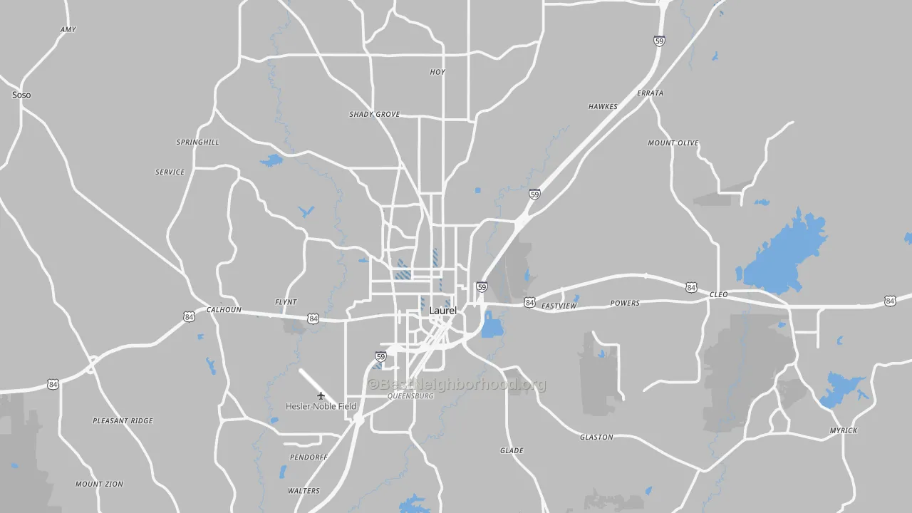 Transit Grade map of Laurel, MS