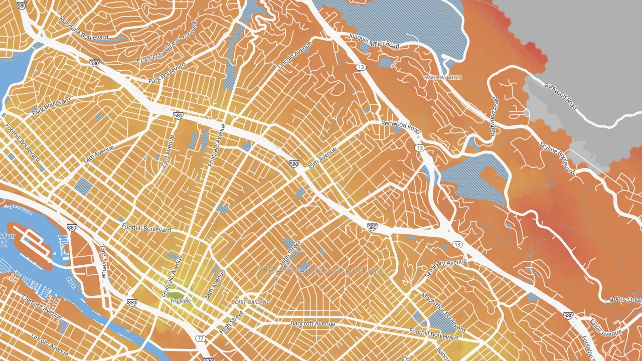 Transit Grade map of Laurel, Oakland, CA