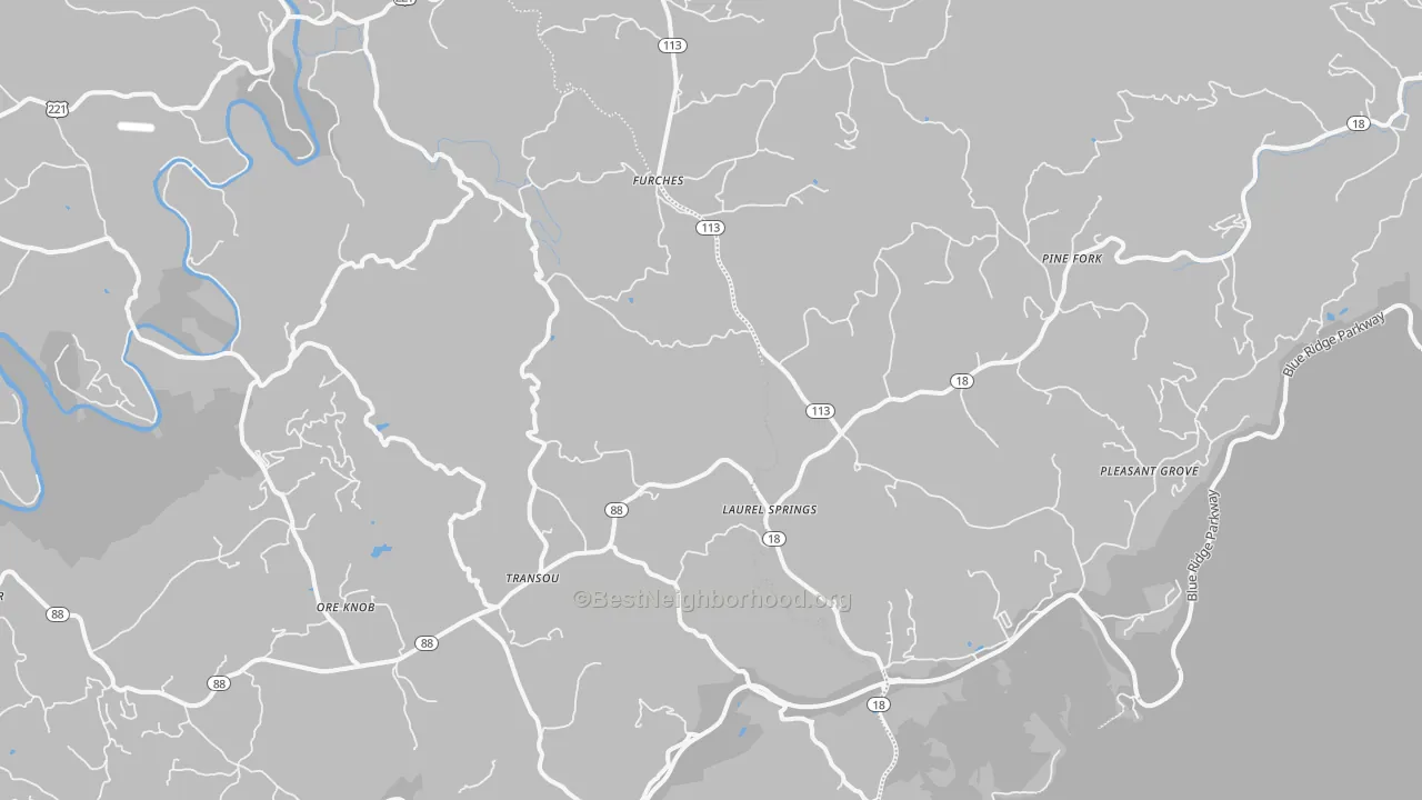 Transit Grade map of Laurel Springs, NC