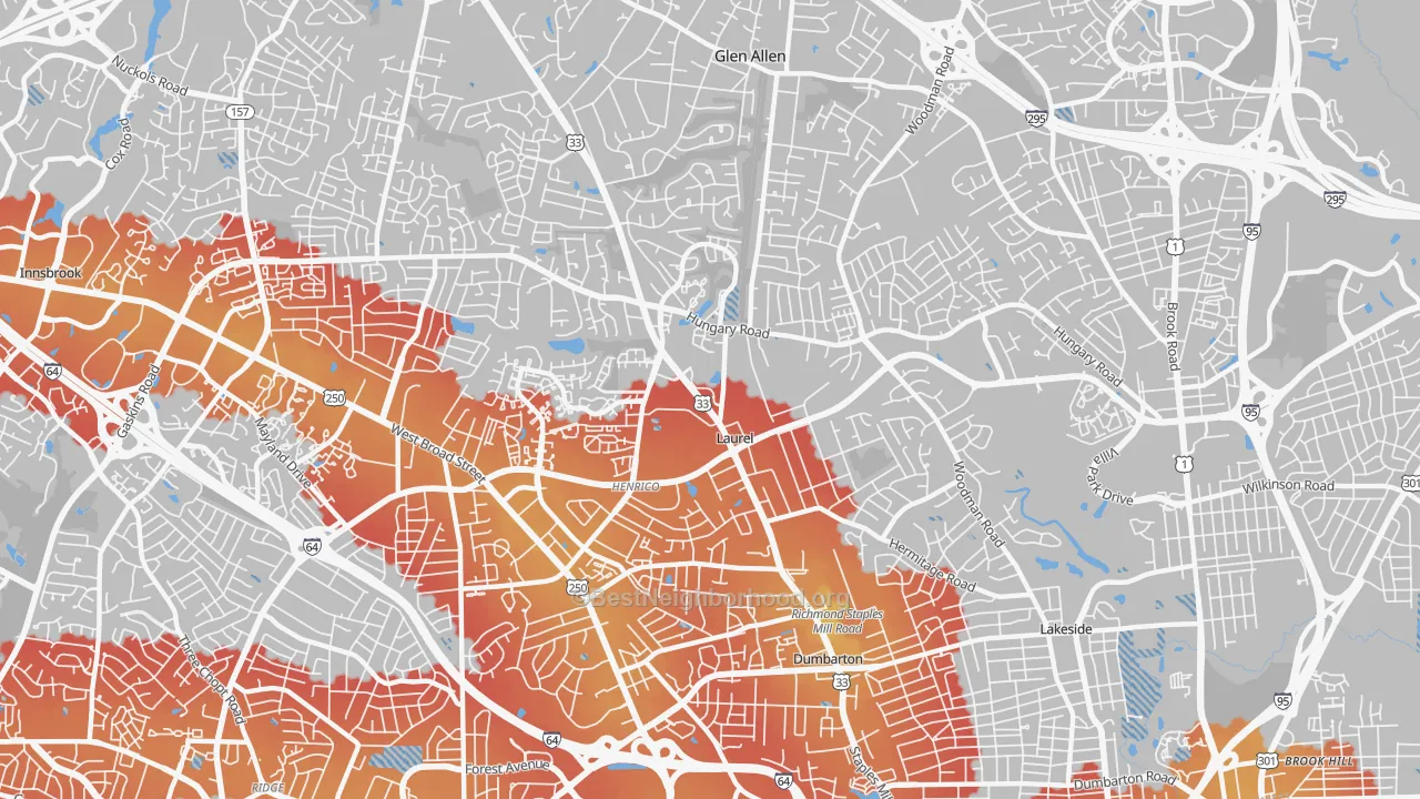 Transit Grade map of Laurel, VA
