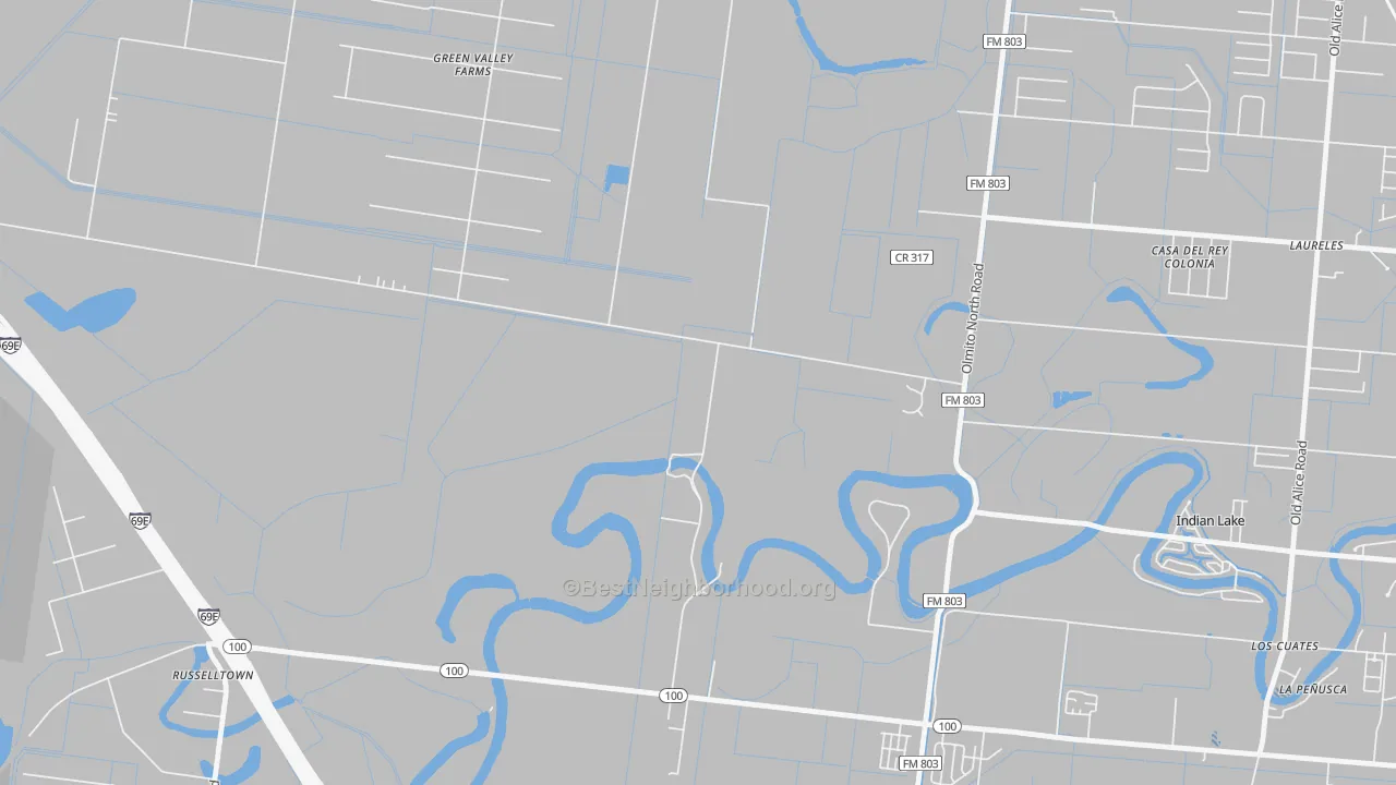 Transit Grade map of Laureles, TX