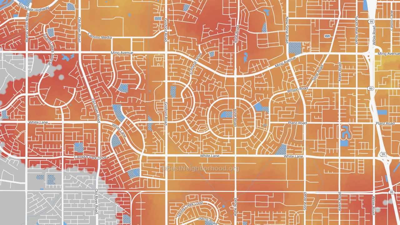 Transit Grade map of Laurelglen, Bakersfield, CA