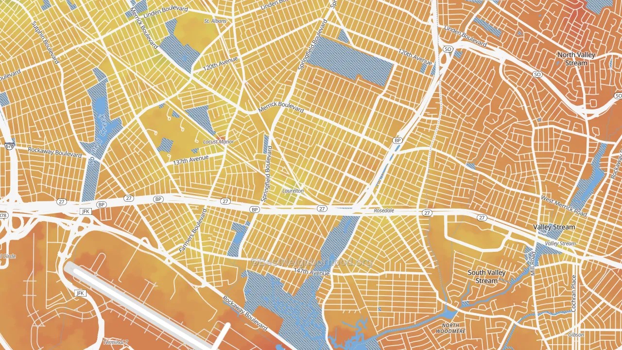 Transit Grade map of Laurelton, Queens, NY