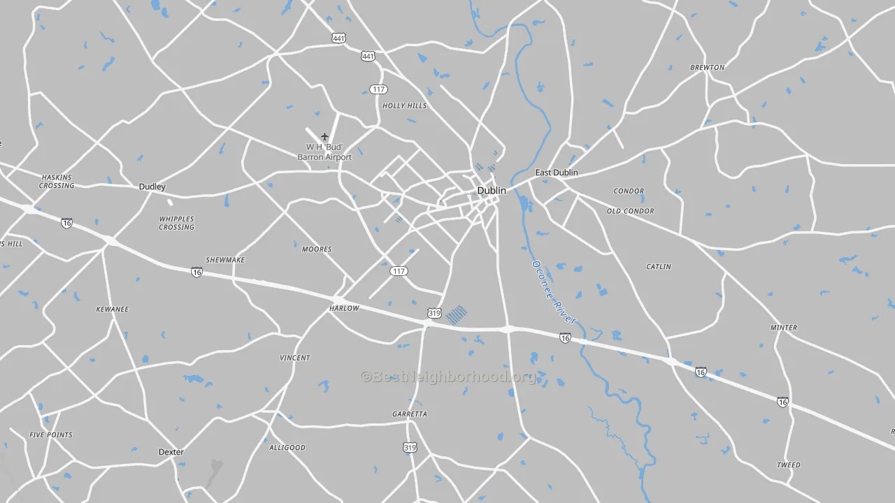 Transit Grade map of Laurens County, GA