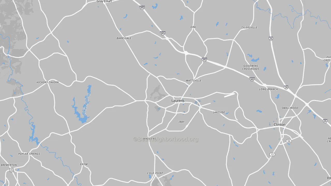 Transit Grade map of Laurens County, SC