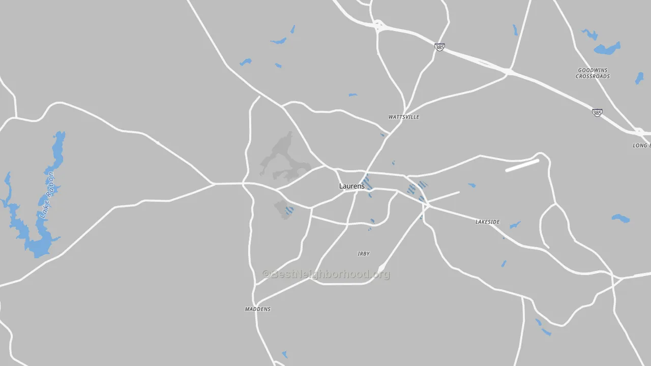 Transit Grade map of Laurens, SC