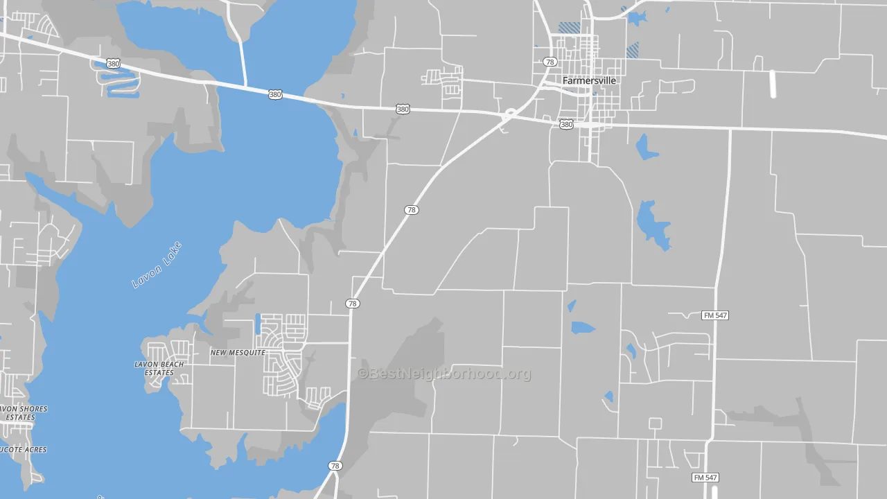 Transit Grade map of Lavon Beach Estates, TX