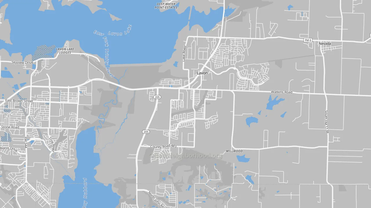 Transit Grade map of Lavon, TX