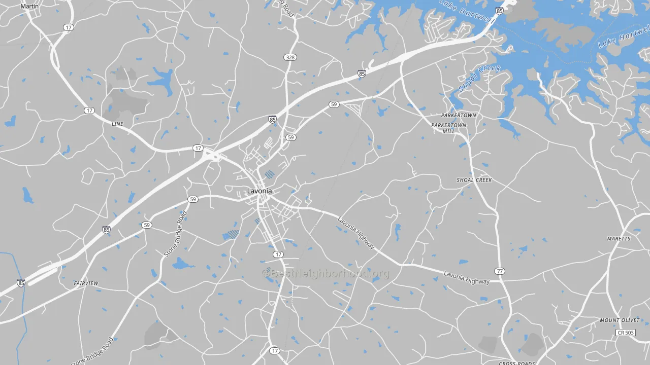 Transit Grade map of Lavonia, GA