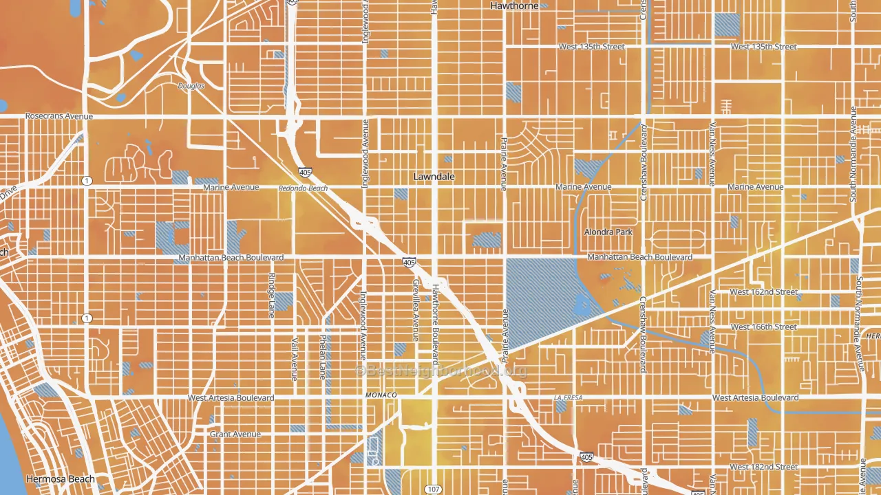 Transit Grade map of Lawndale, CA