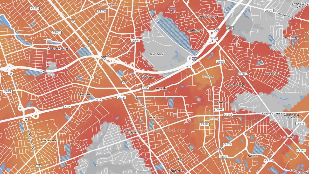Transit Grade map of Lawnside, NJ