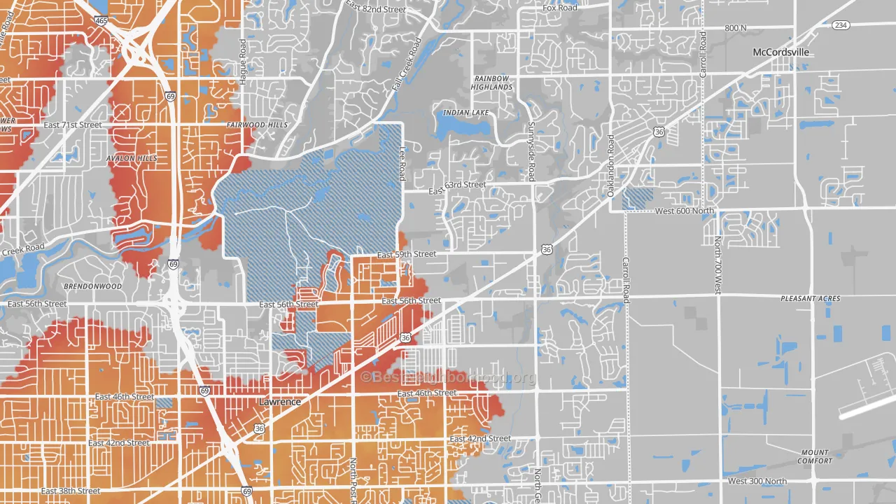 Transit Grade map of Lawrence, IN