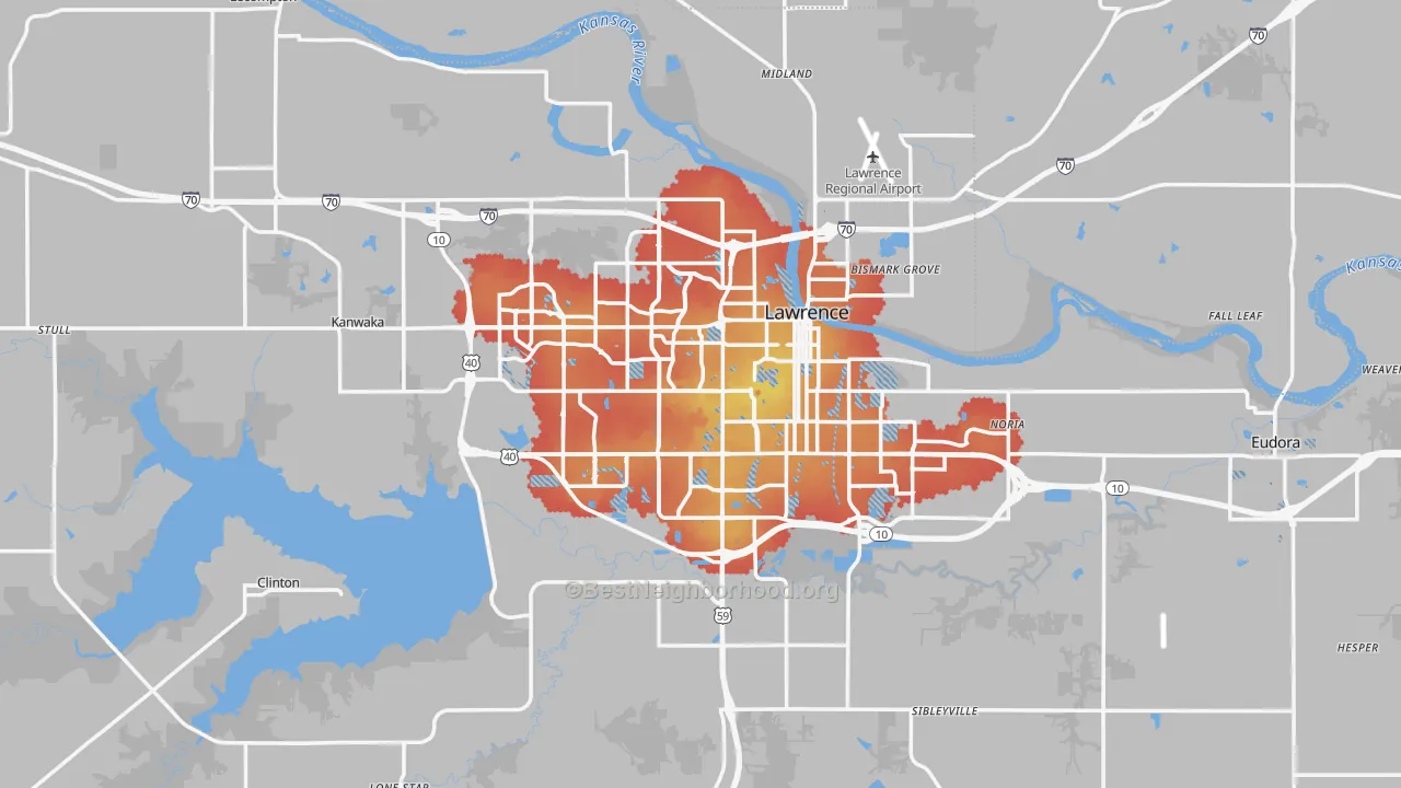 Transit Grade map of Lawrence, KS