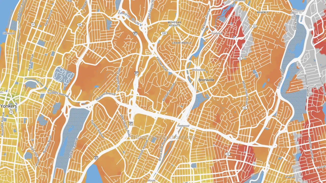 Transit Grade map of Lawrence Park, Bronxville, NY