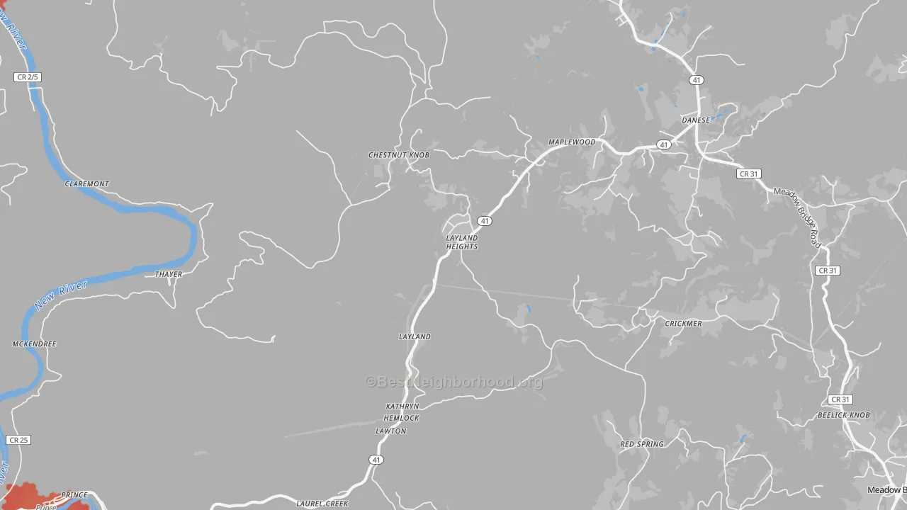 Transit Grade map of Layland, WV