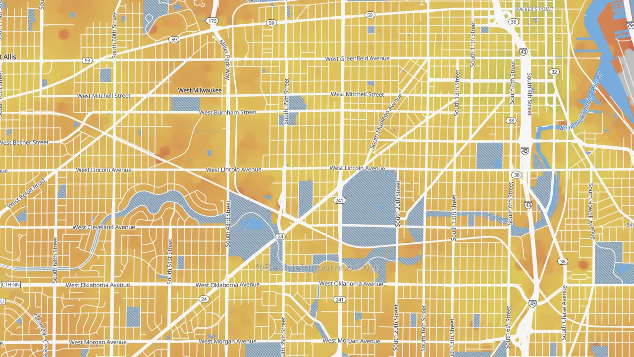 Transit Grade map of Layton Park, Milwaukee, WI